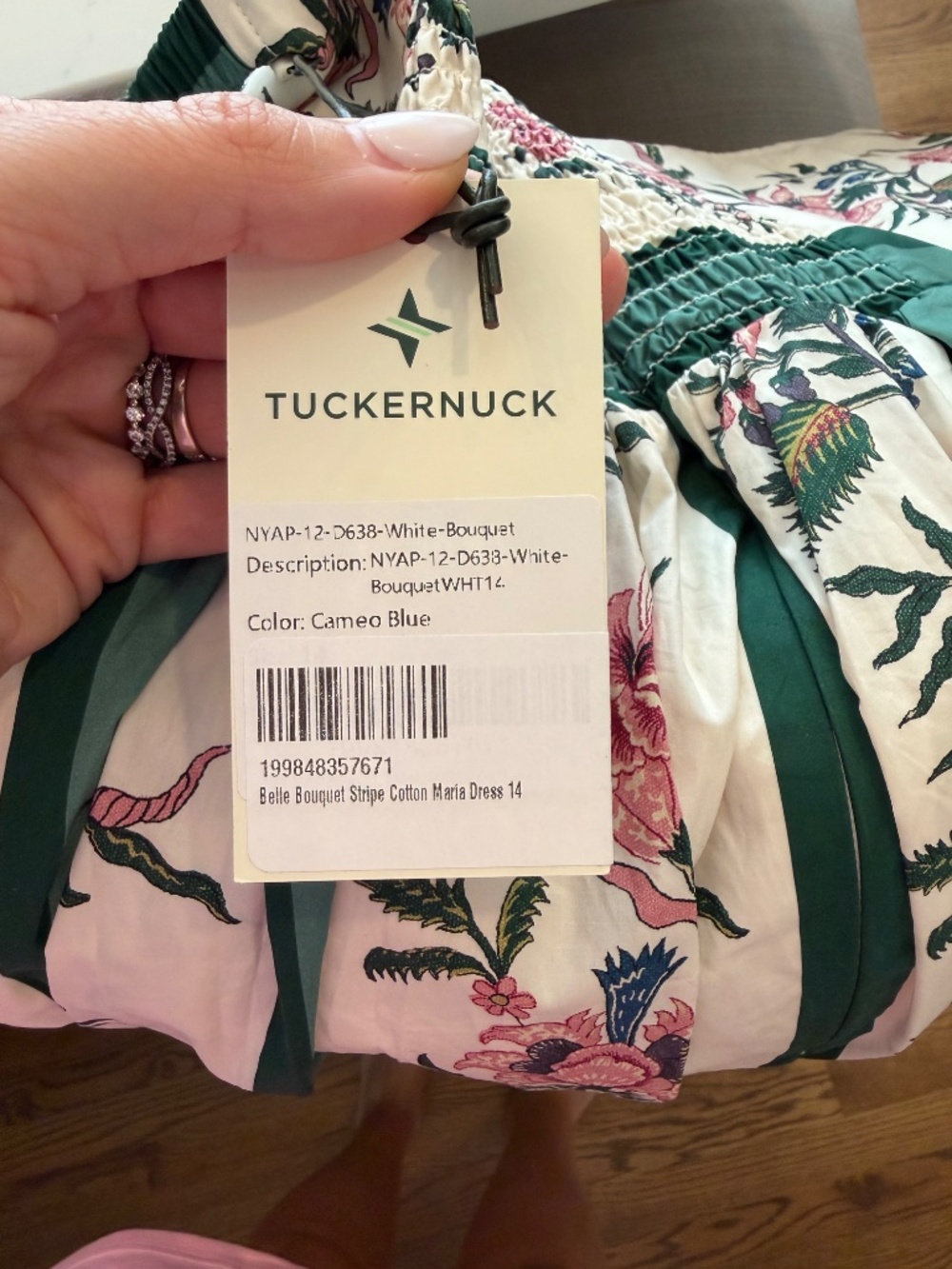 Tuckernuck Green and Pink Floral Midi Dress - Picture 4 of 5